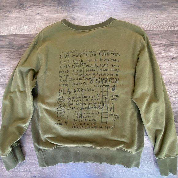 Uniqlo SPRZ NY Jean-Michael Basquiat Crewneck Sweater Olive Sz.S - Picture 3 of 4